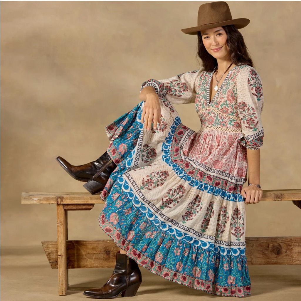 Peacock Flare Midi Dress